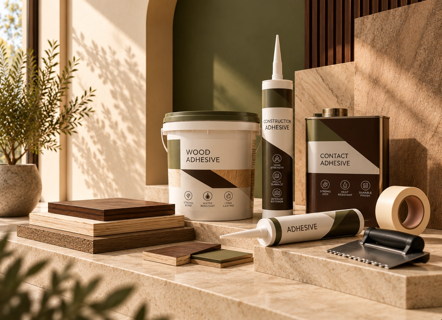 High-strength bonding adhesives and sealants on marble steps